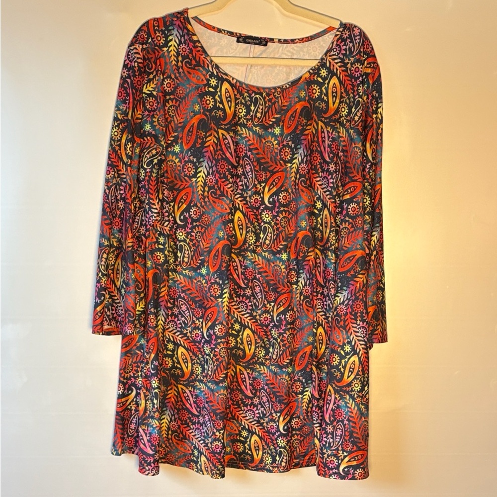 Enmain Colorful Patterned Women's Tunic Top